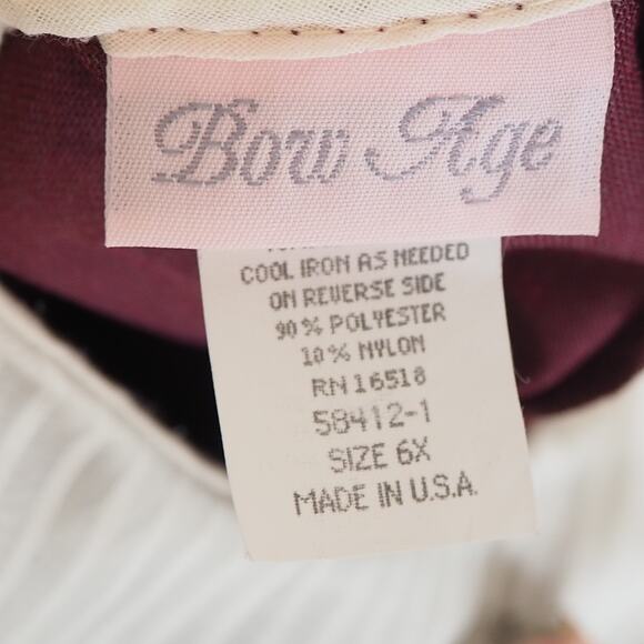 Vintage Bow Age Girls Holiday Dress Size 6 Velour Lace Victorian Made in USA - Picture 4 of 9